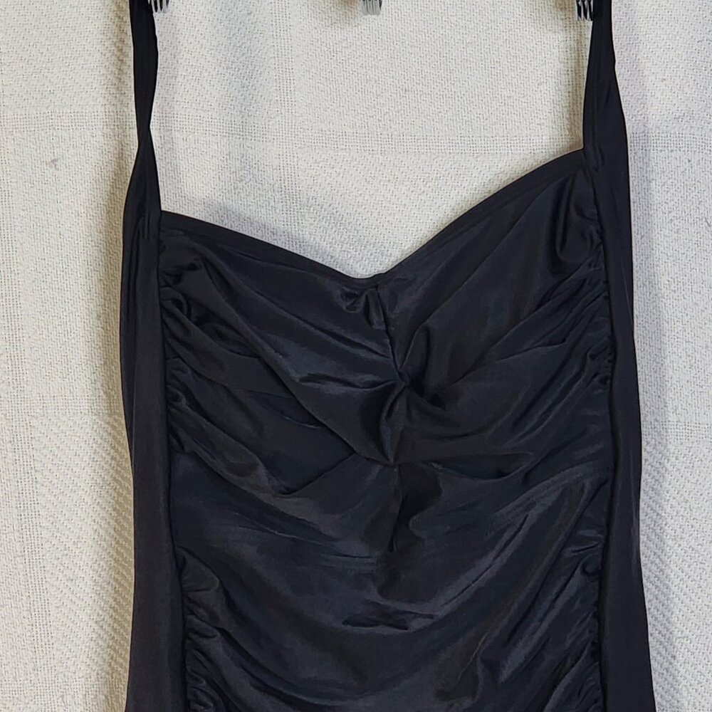 Smismivo Black Tummy Control Halter One Piece Slimming Ruched Bathing Suit Sz M - Picture 9 of 16